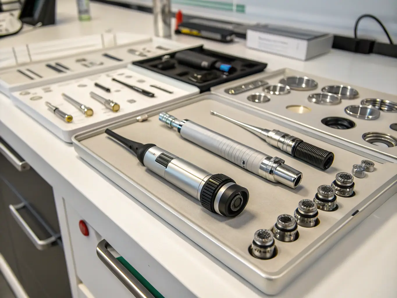 A display of genuine Sub-Zero OEM parts, neatly organized, highlighting the commitment to using only authentic components for repairs.